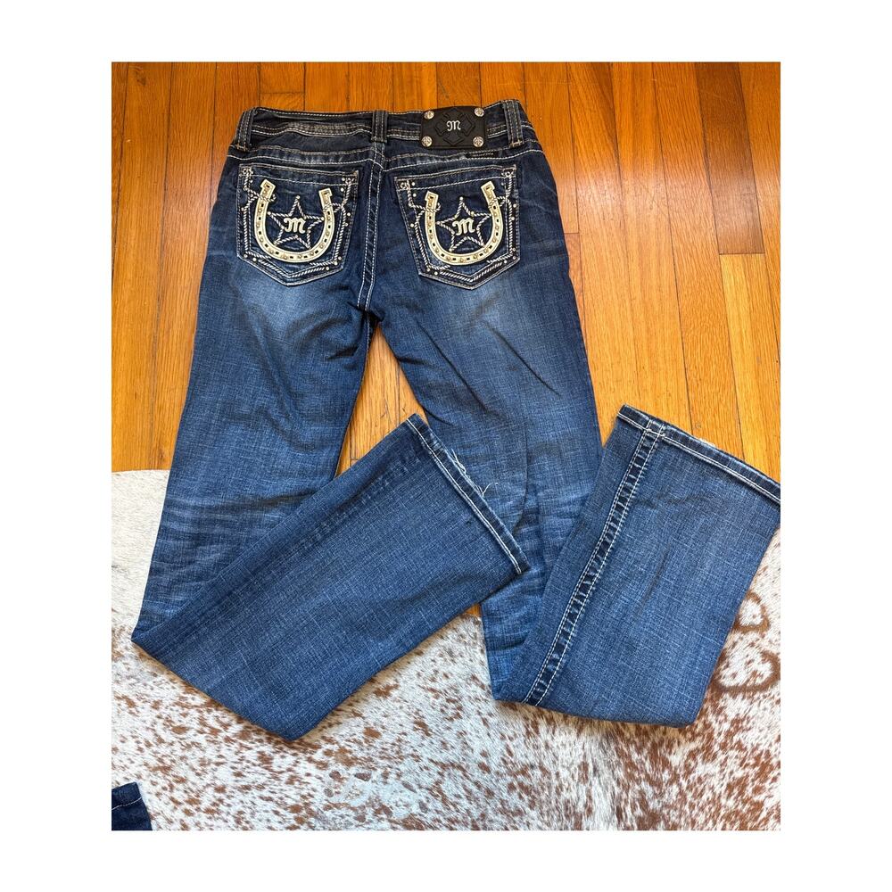 Miss Me Boot Cut Jeans Size 28 Horseshoe Bling Embellished Crystal